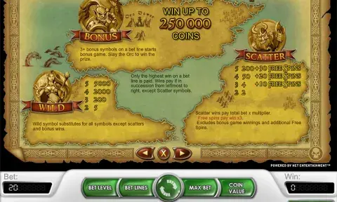 Crusade of Fortune Slot Paytable