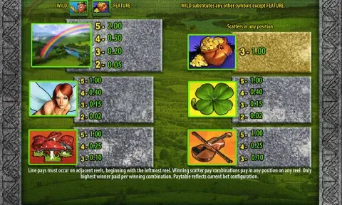 Leprechauns Fortune Slot Paytable