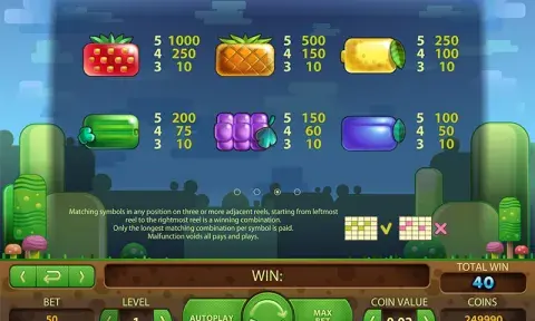 Reel Rush Slot Paytable