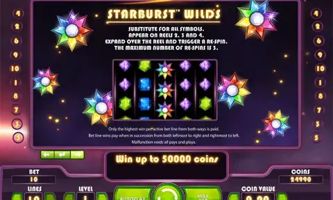 Starburst слот Paytable